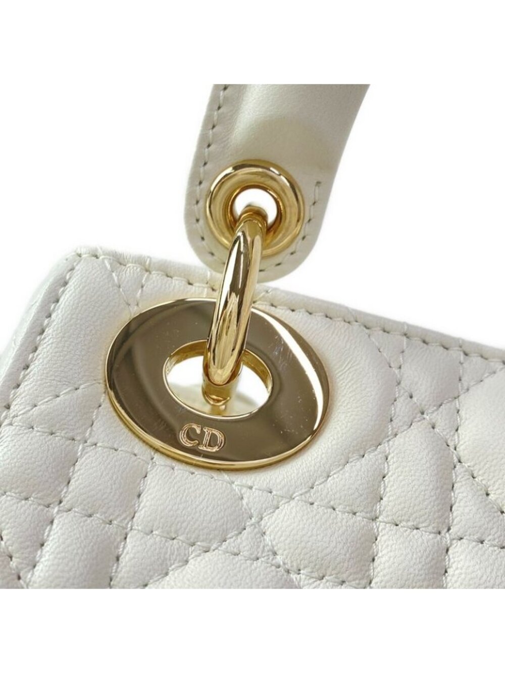 Dior Lady Mini Bag White Gold Lambskin - Picture 15 of 15